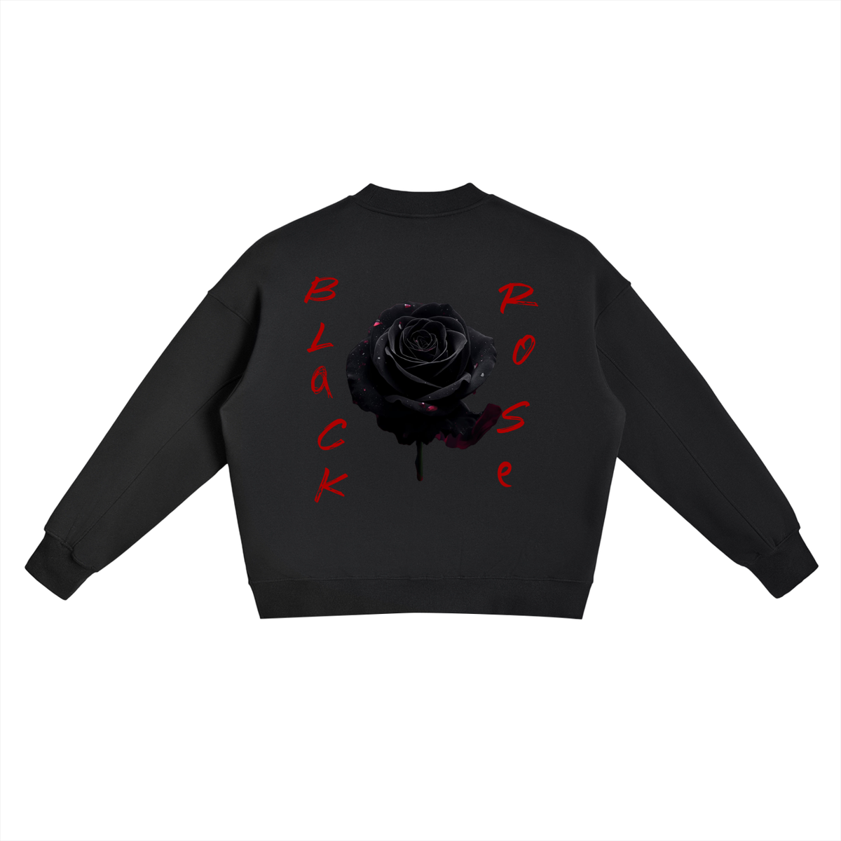 Black rose Fleece Side Slit Crewneck Sweatshirt