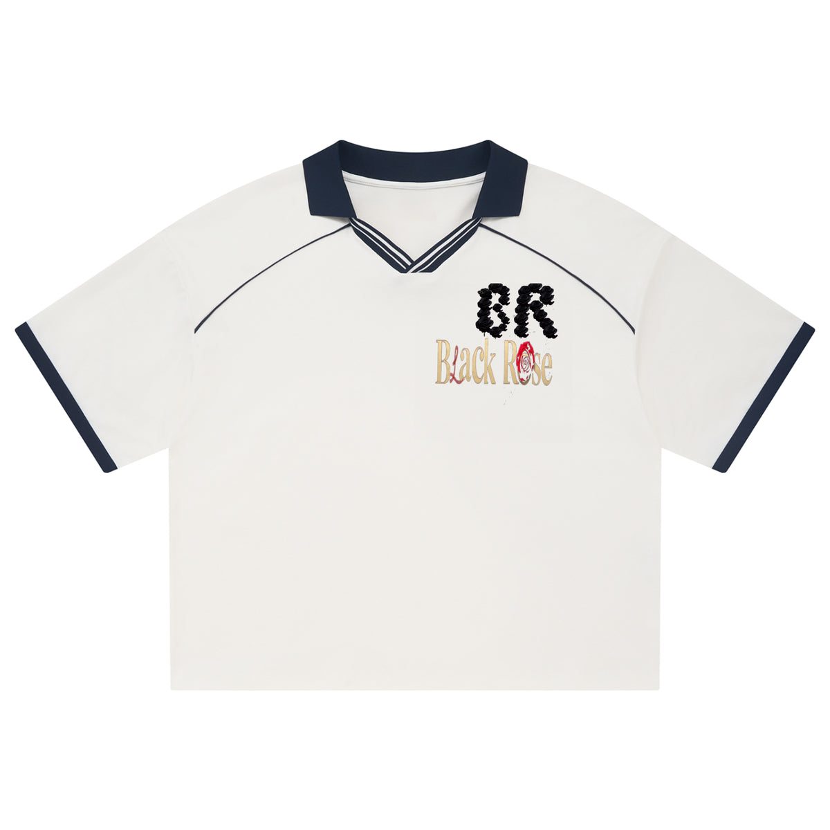 Black rose Collared Piping Boxy Soccer Jersey