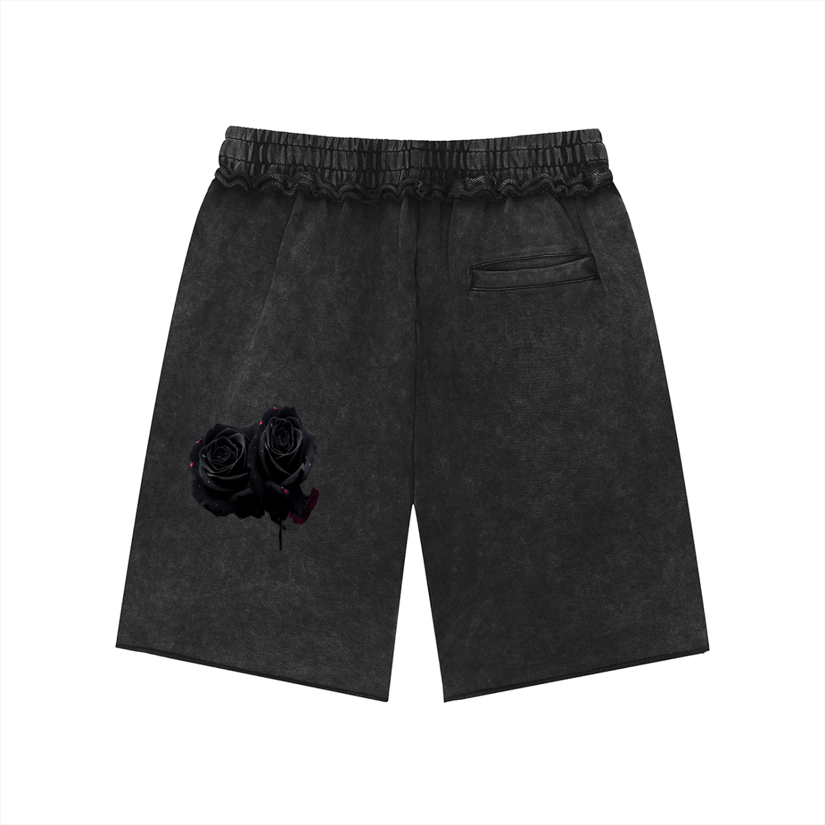 Black rose Mineral Wash Raw Edge Shorts