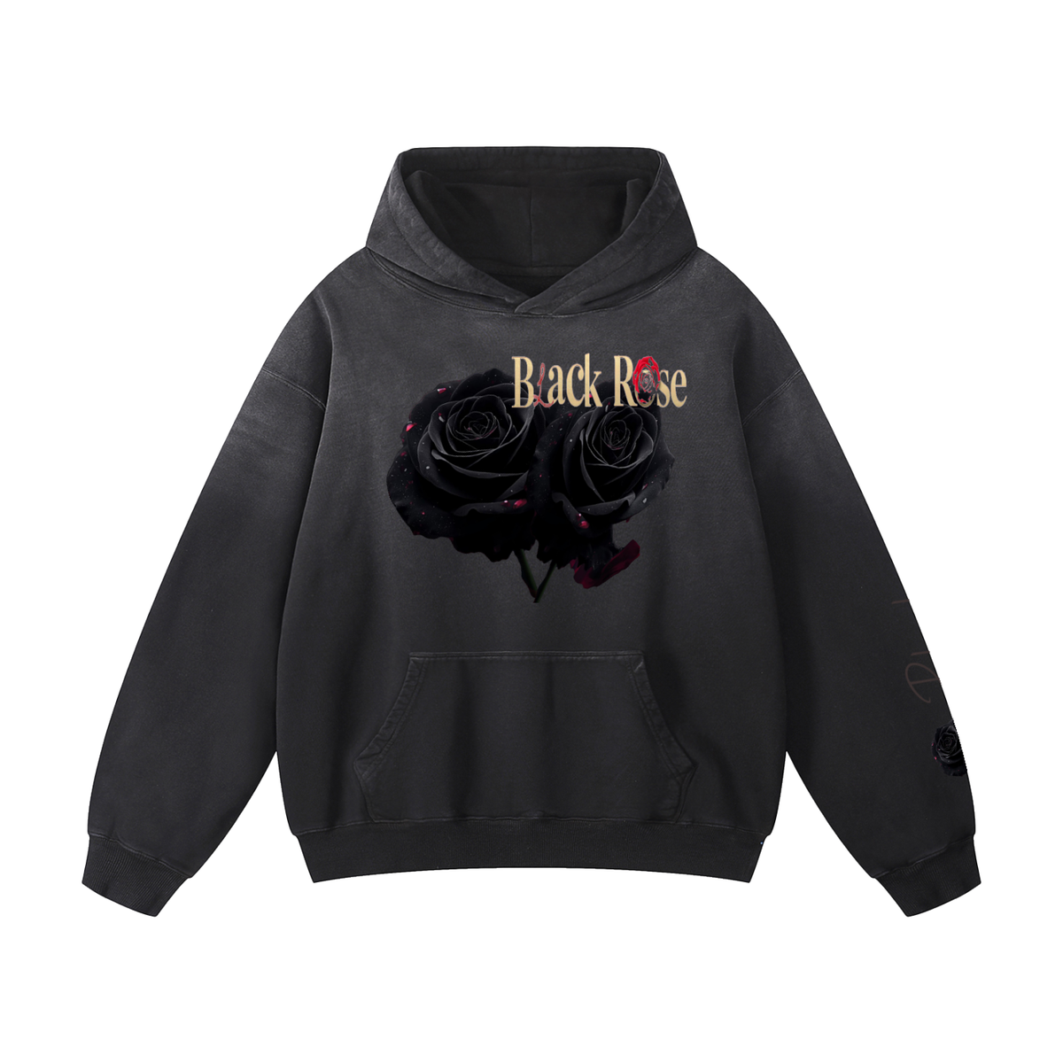 Black rose Heavyweight Sun fade Oversized Hoodie