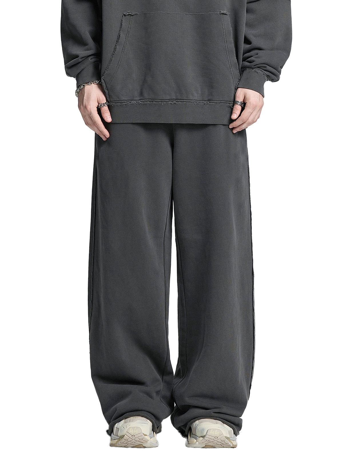 Black rose Snow Washed Raw Edge Sweatpants