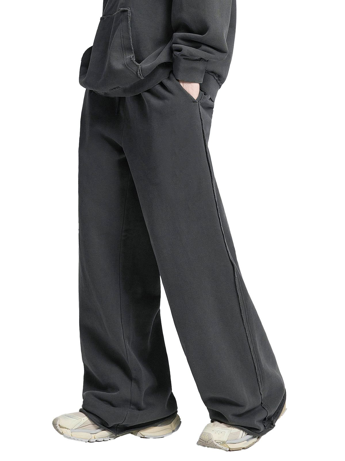 Black rose Snow Washed Raw Edge Sweatpants