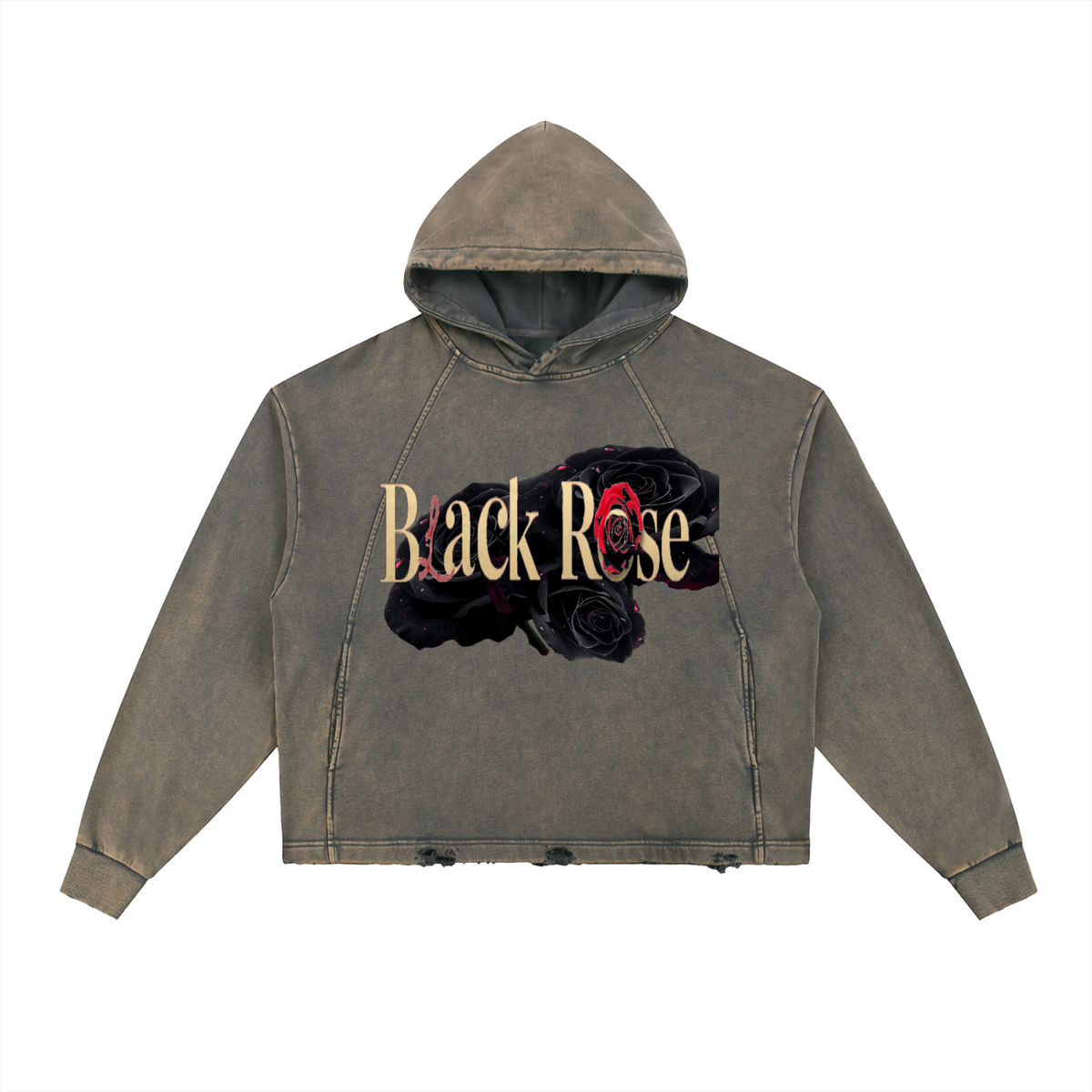 Vintage Washed Frayed-Hem Hoodie