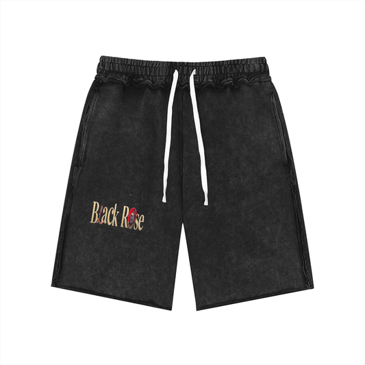 Black rose Mineral Wash Raw Edge Shorts