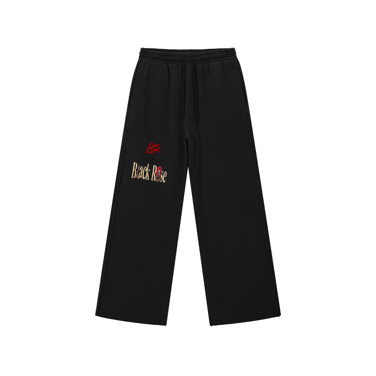 Black rose Snow Washed Raw Edge Sweatpants