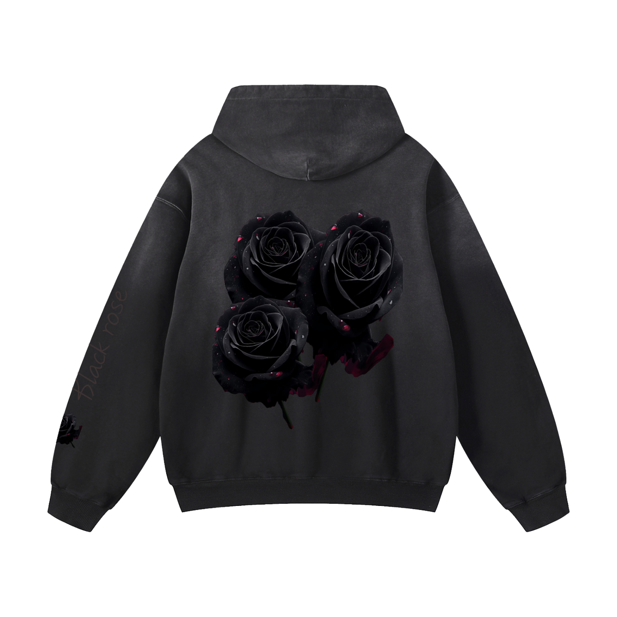 Black rose Heavyweight Sun fade Oversized Hoodie