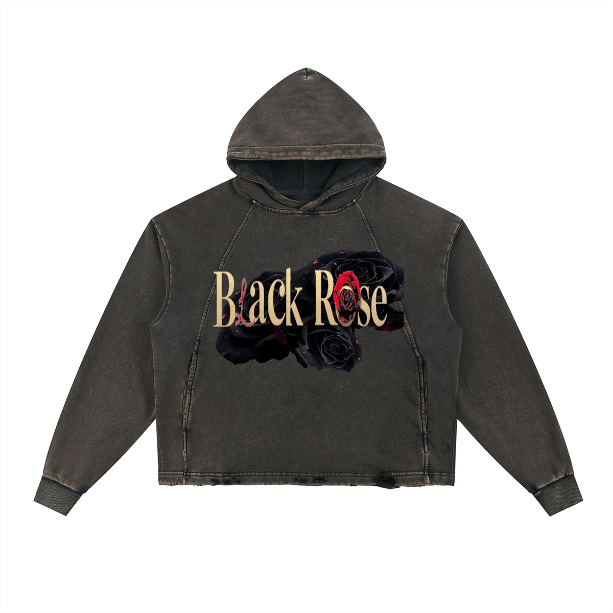Vintage Washed Frayed-Hem Hoodie