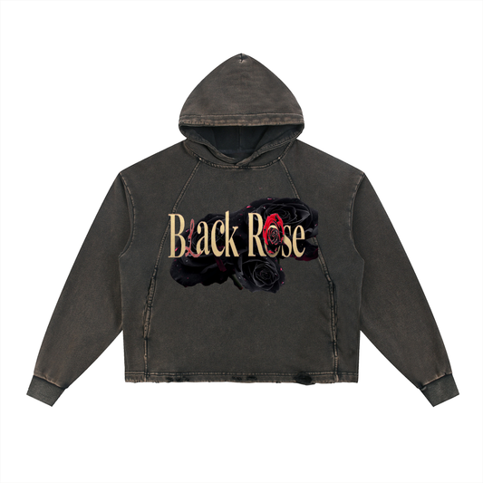 Vintage Washed Frayed-Hem Hoodie