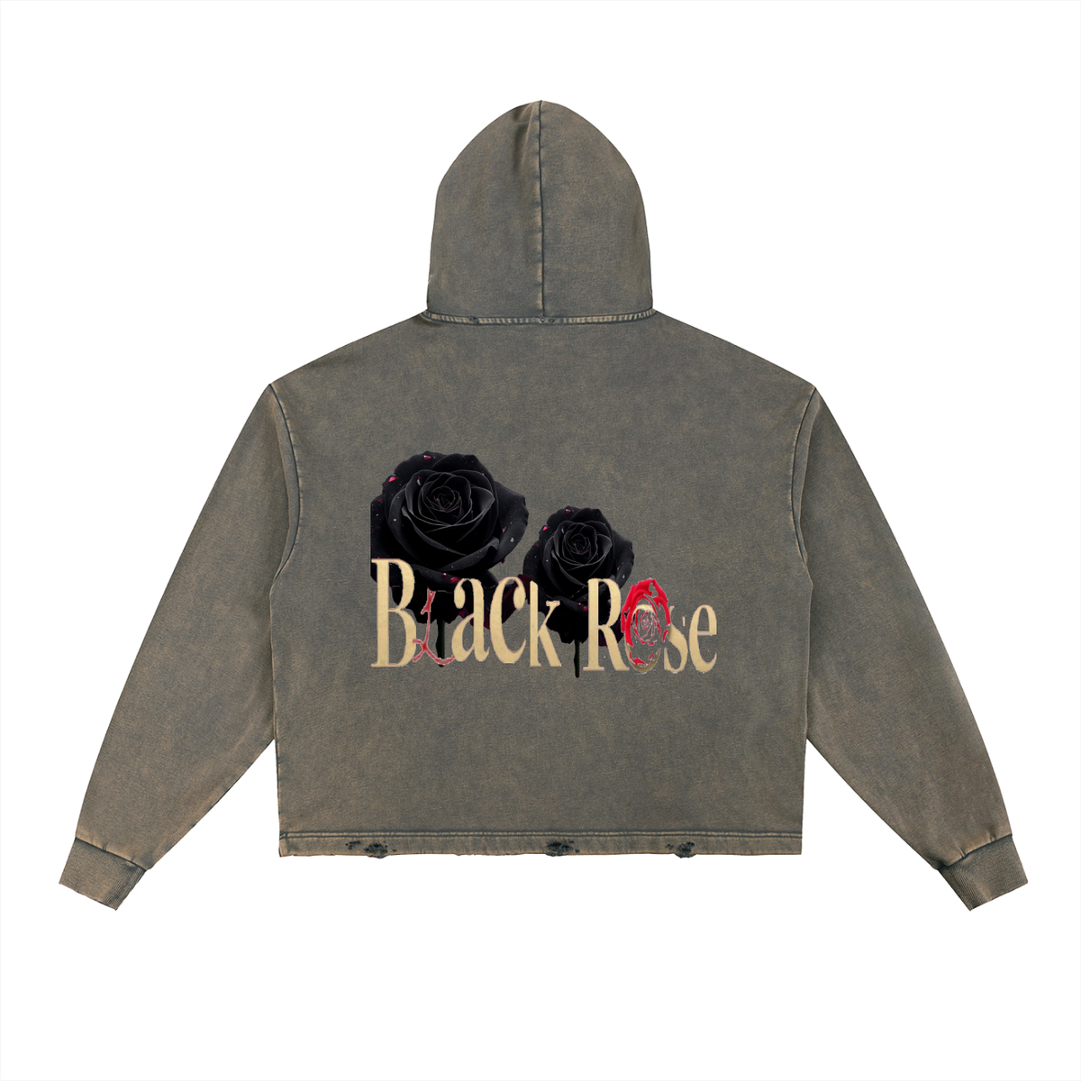 Vintage Washed Frayed-Hem Hoodie