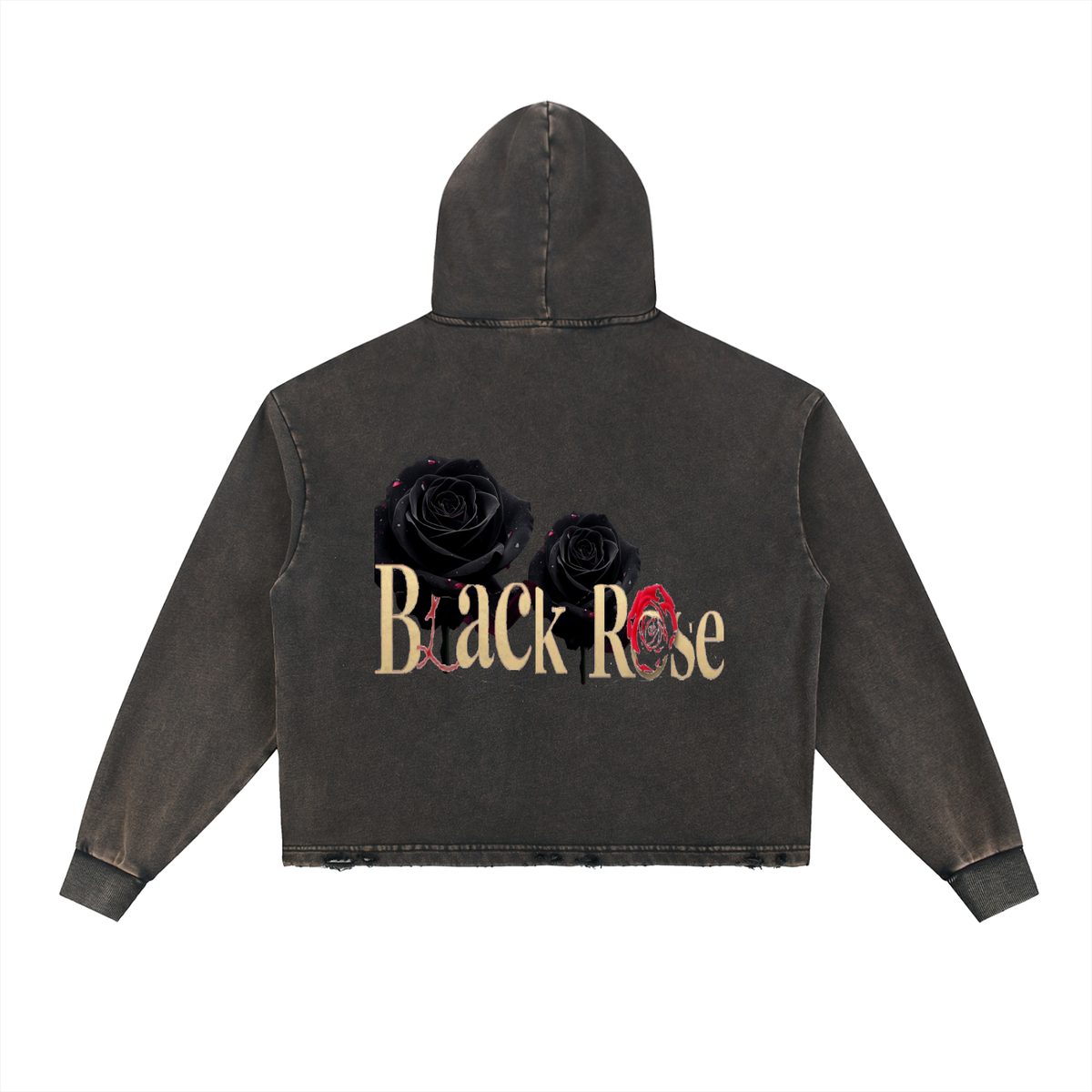Vintage Washed Frayed-Hem Hoodie