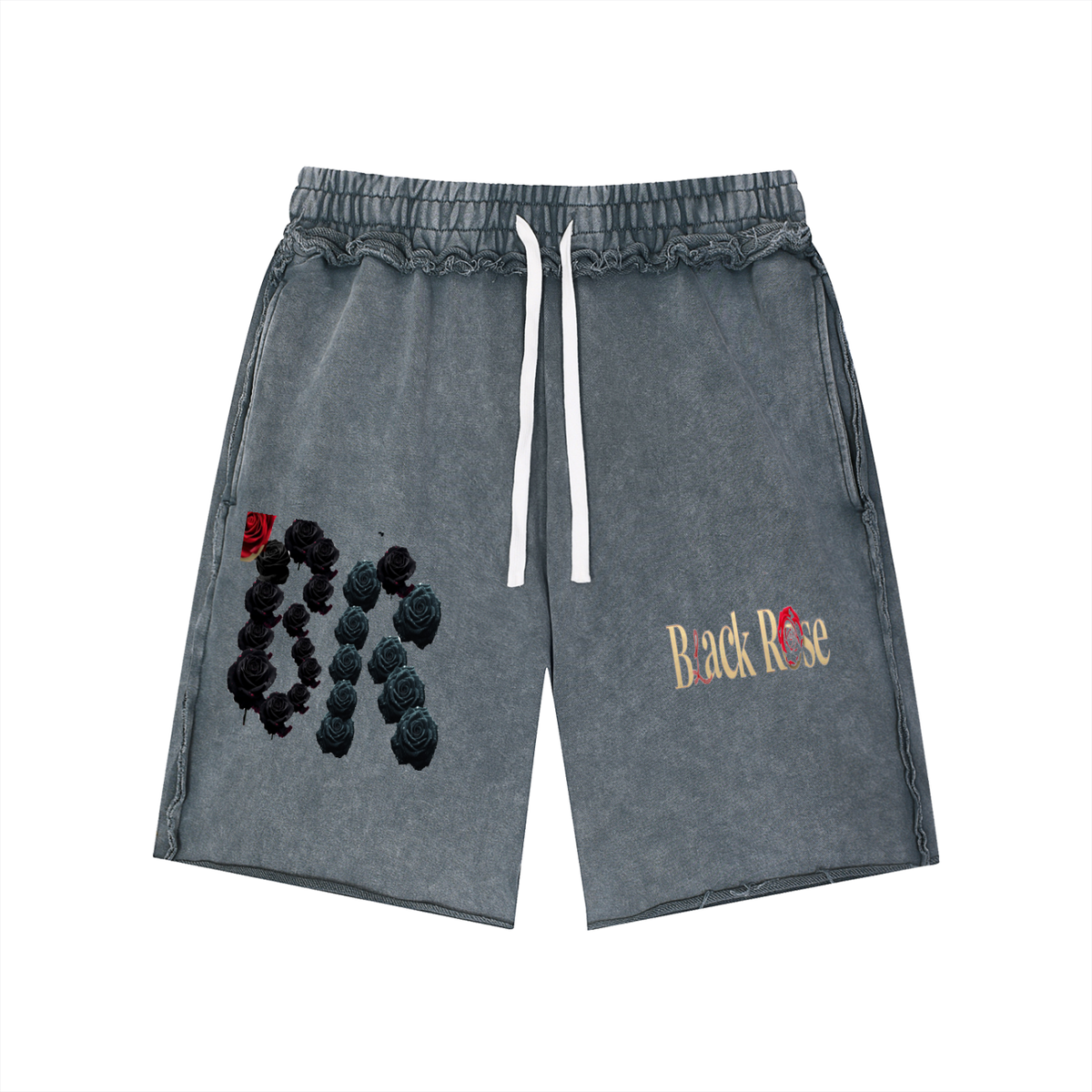 Unisex Mineral Wash Raw Edge Shorts