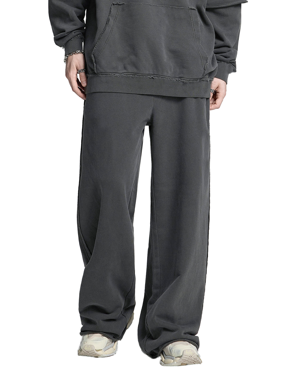 Black rose Snow Washed Raw Edge Sweatpants